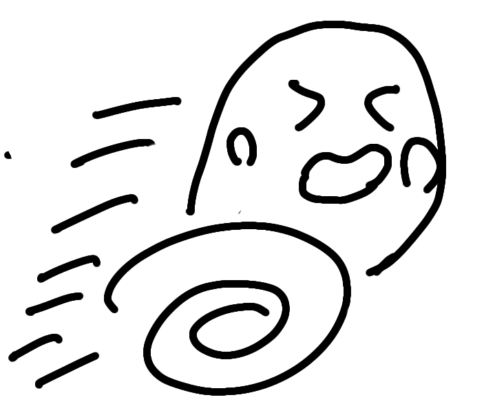 目標に向かって勢いよく走る、おばけシューカンのおばけキャラクター